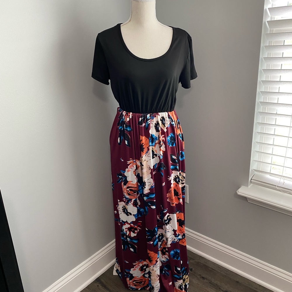 Long black dress with flowers